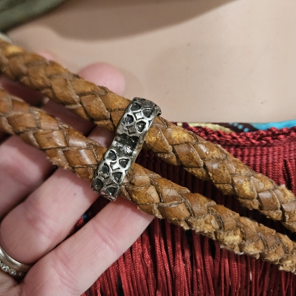 Vintage Made in Italy Braided Leather Medallion Belt – Artisan Statement Piece